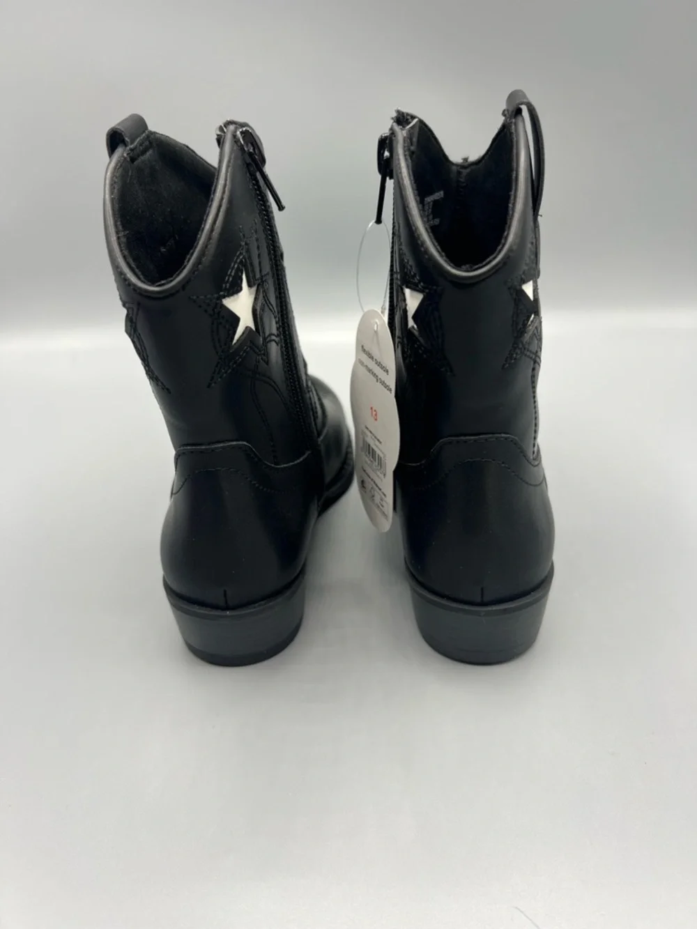 Wonder Nation Girls Star Western Black Cowgirl Boots NWT